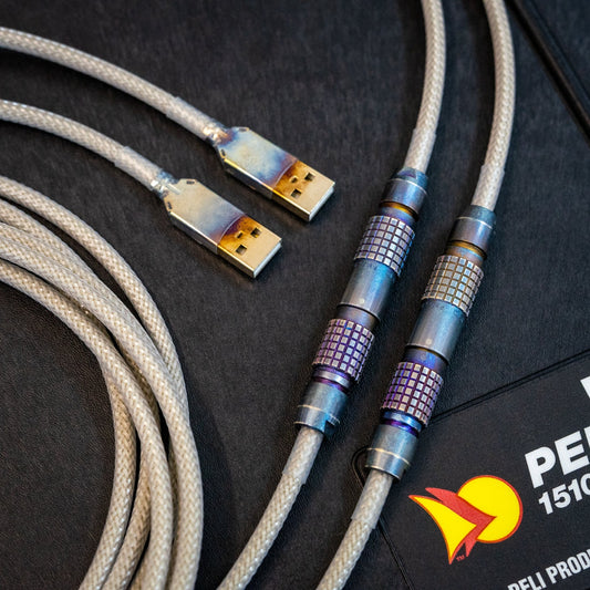 Case Hardened, Patina style Mechanical keyboard cables in your choice of MDPC-X, 550 paracord and Techflex, coils USB connectors.