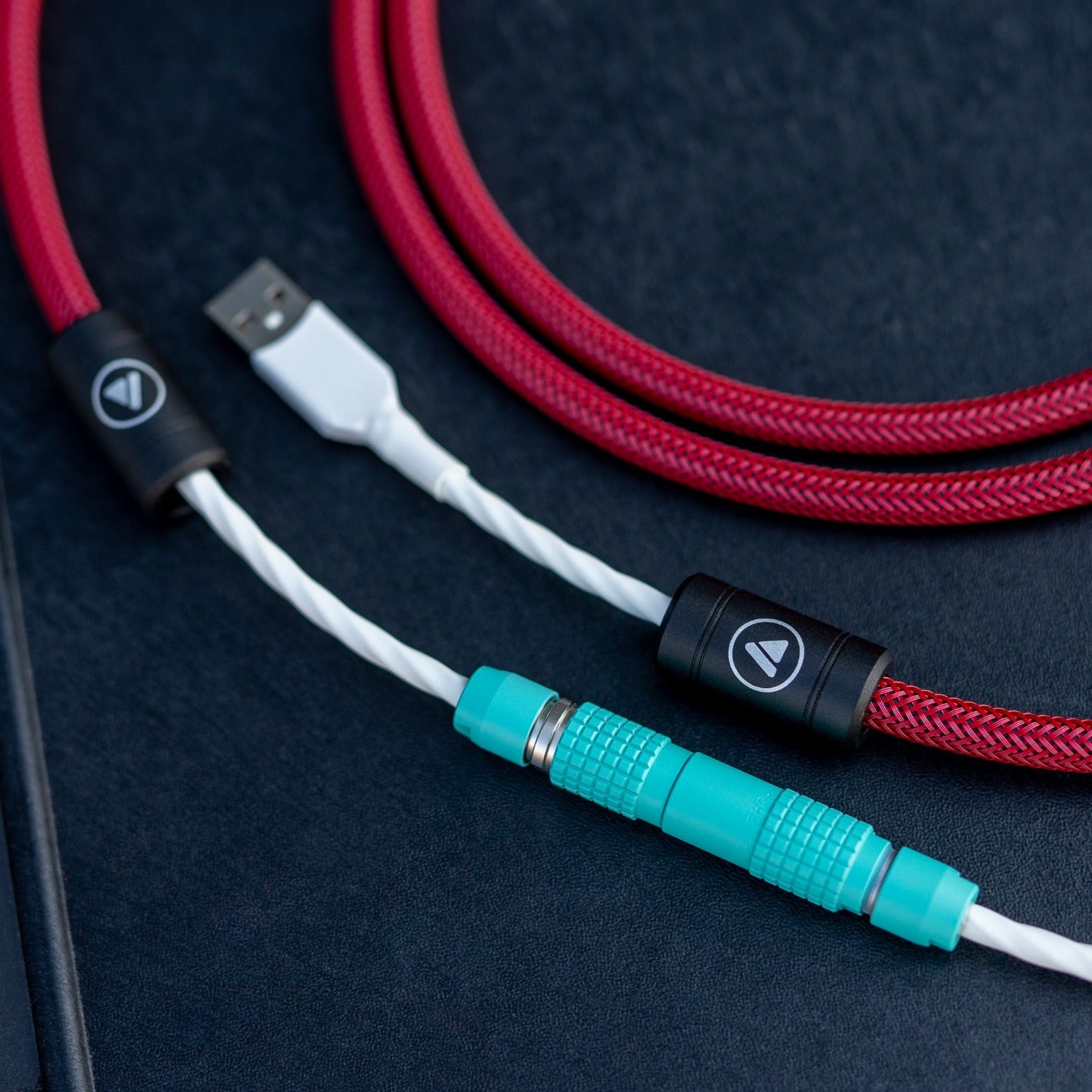 Custom, handmade mechanical keyboard cables. Audiophile style in MDPC-X with ViaBluie splitters and your choice of LEMO or Weipu detachable connectors 